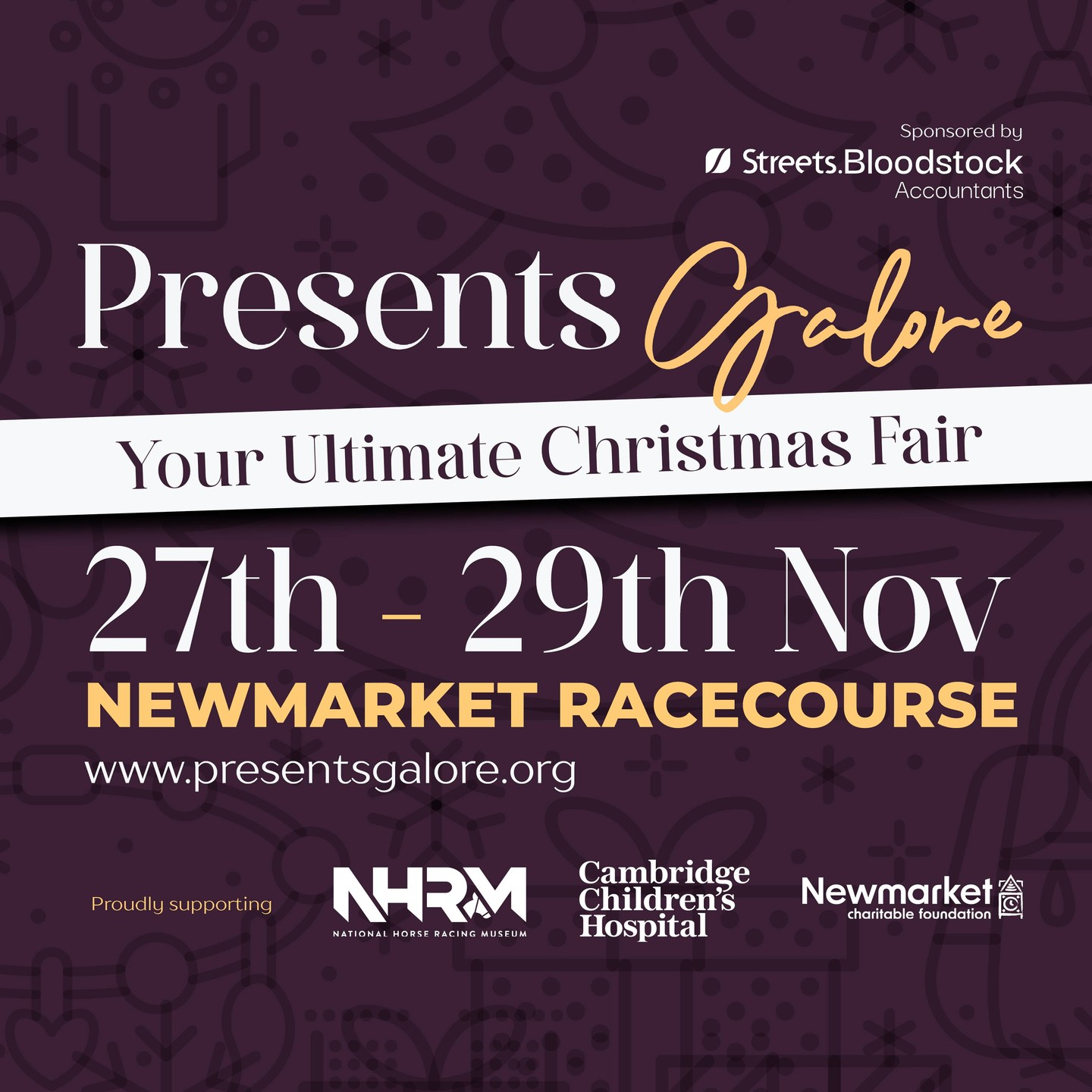 It's the 1st October, which can only mean one thing...🎅 🎄 Christmas is just around the corner!

Be sure to join us at this year's Presents Galore - your ultimate Christmas Fair. 

We're beyond excited to reveal everything we have in store for you this year - from the ever increasingly number of artisan sellers, unique gifts and food & drink delights to some of the most wonderful festive choirs, performers and even an appearance from Harry & Kizzy, the festive Shetlands from the National Horseracing Museum - it's not a weekend to miss.

Tickets are £8 in advance, with children under 16 free. Blue light cardholders £6 (ID required) and the best bit... 100% of all ticket sales and proceeds from the event go straight to our three charities Newmarket Charitable Foundation, Cambridge Children's Hospital and the National Horseracing Museum. 

Feel good festive shopping at its best. Visit www.presentsgalore.org to purchase your tickets 🎁 

#ChristmasFair #ChristmasShopping #WhatsOn #Newmarket #PresentsGalore